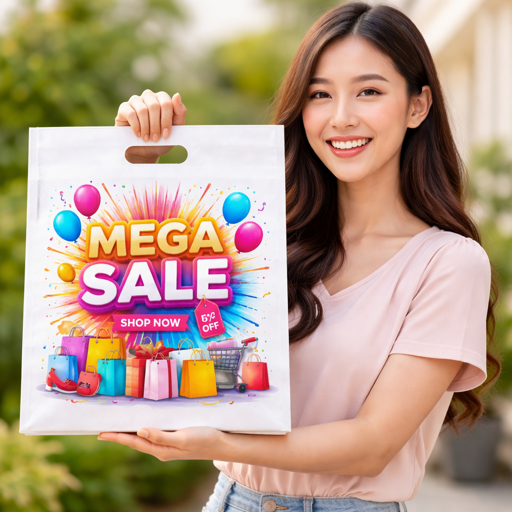 Custom D-Cut Non Woven Bags Printing Service | Single Color, Bi-Color & Tri-Color Logo Print | Eco-Friendly Reusable Carry Bags | Bulk Orders Available | Imphal Manipur