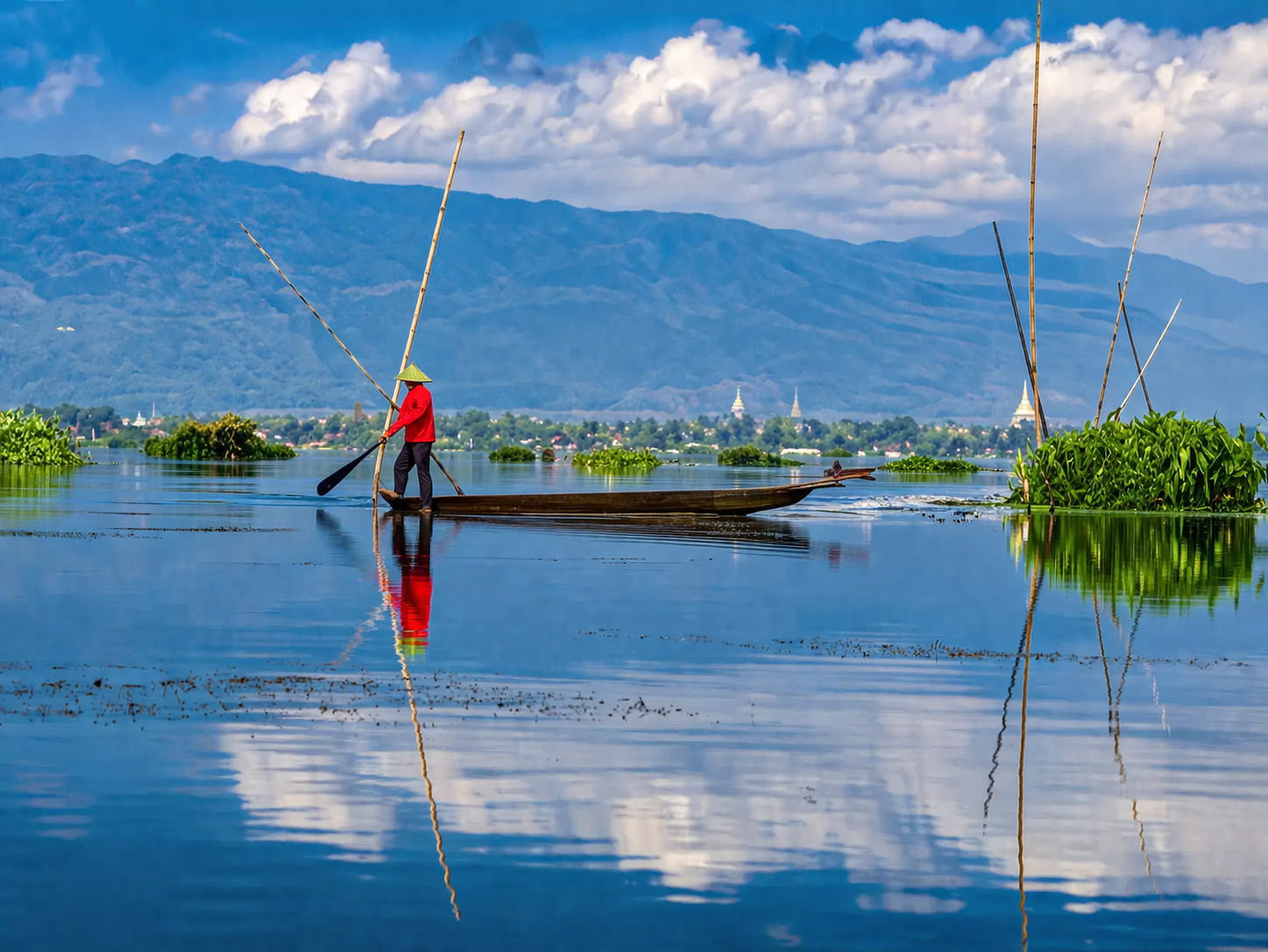 Loktak Lake AI Modified Image – Surreal Phumdi Landscape Wall Art