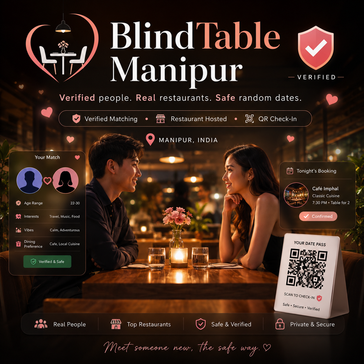 BlindTable Manipur – Verified Random Blind Dating Platform with Restaurant Hosting