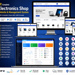 Electronics Shop Website & Management System PHP Script with POS, Inventory, Orders, Repair, Warranty & Installer