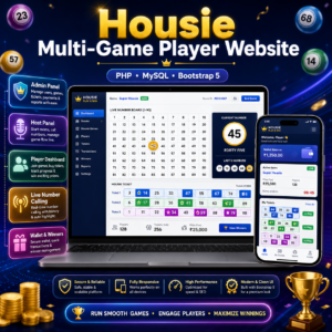 Housie Multi-Game Player Website PHP MySQL Script with Admin, Host & Player Panel