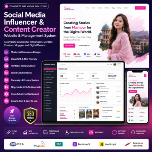 Social Media Influencer & Content Creator Website Management System PHP MySQL