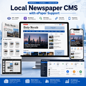Local Newspaper CMS with ePaper Support – PHP MySQL News Portal & Newspaper Management System