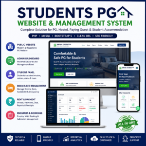 Students PG Website & Management System PHP MySQL Script