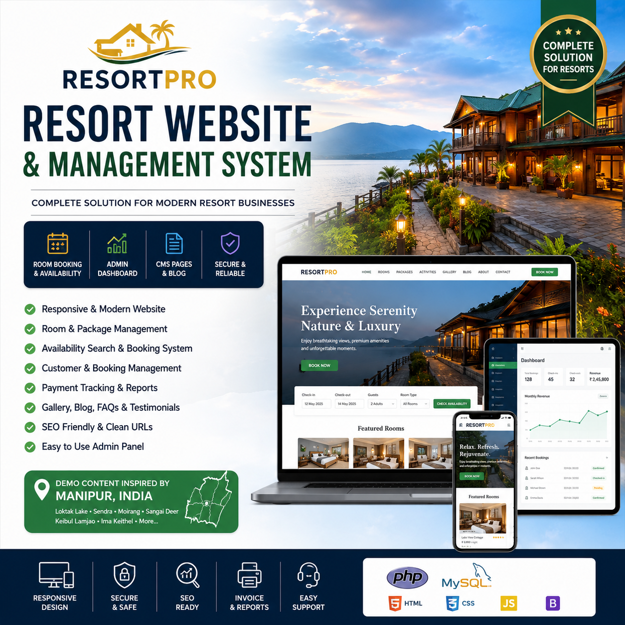 ResortPro – PHP MySQL Resort Website, Booking & Management System
