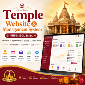 Temple Website & Management System PHP MySQL Script with Donation, Puja Booking, Events, SEO & Admin Panel