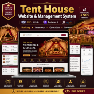 Tent House Website and Management System PHP Script with Booking, Inventory, Quotation & Invoice